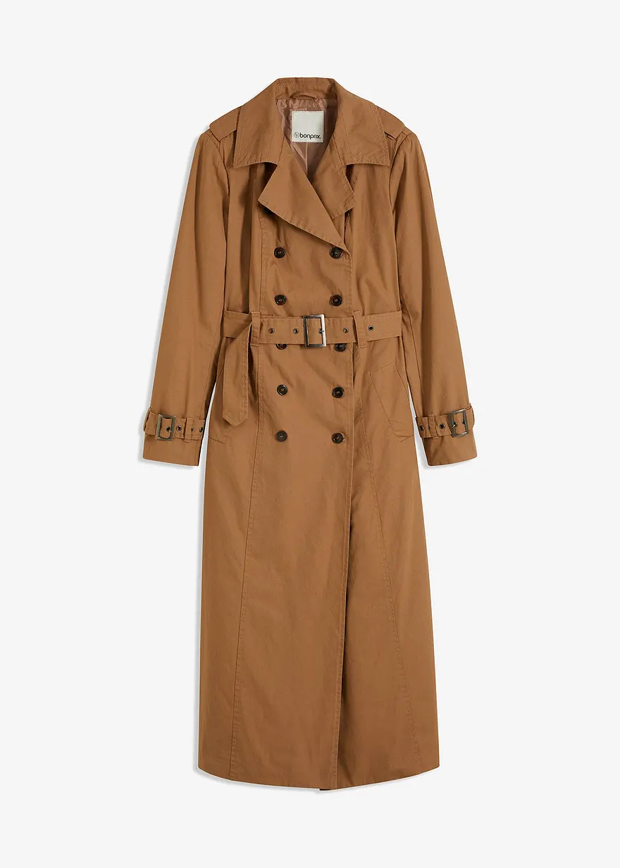 Long-Trenchcoat mit Taillengürtel