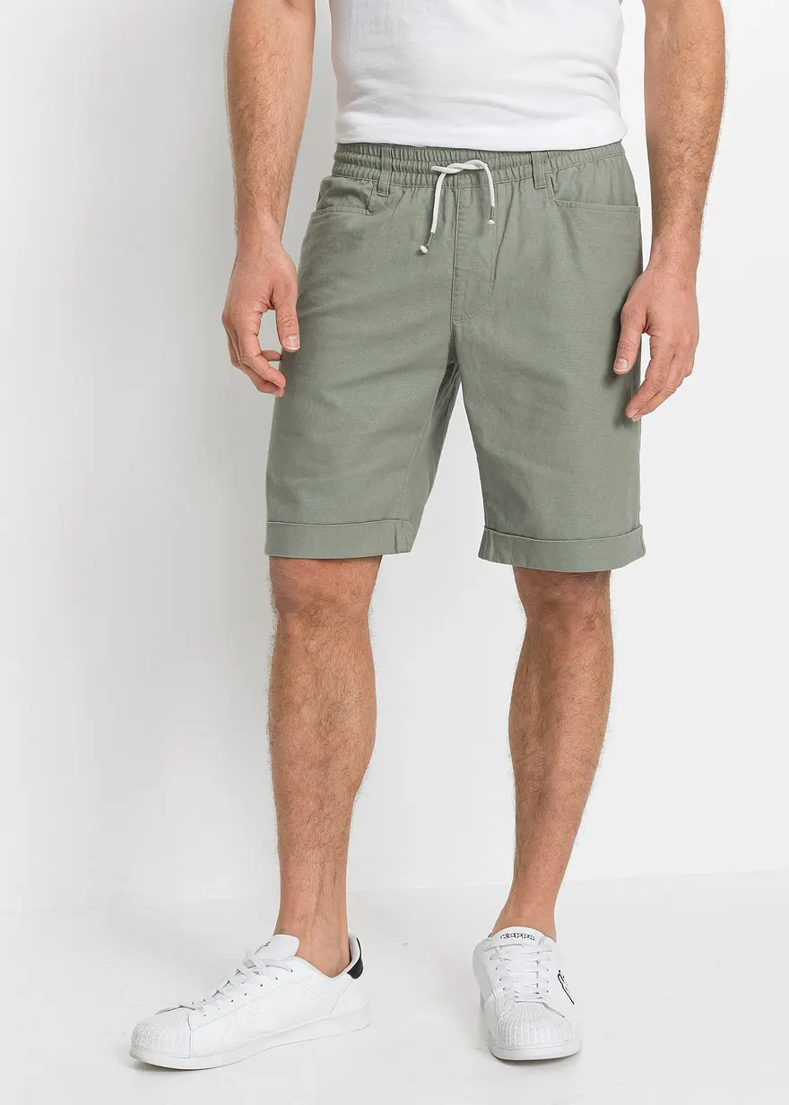 Regular Fit Schlupf-Bermuda aus Leinen-Mix