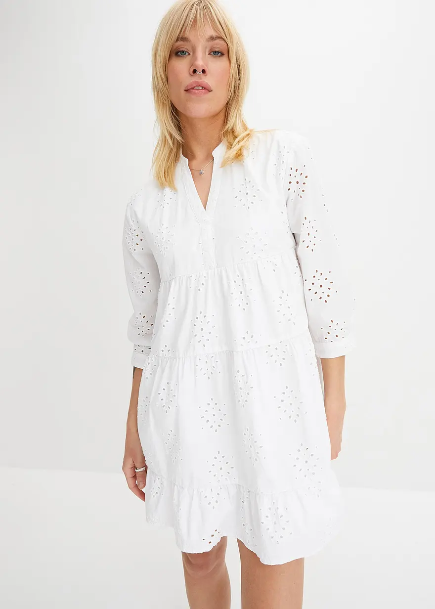 Tunika-Kleid mit Lochstickerei