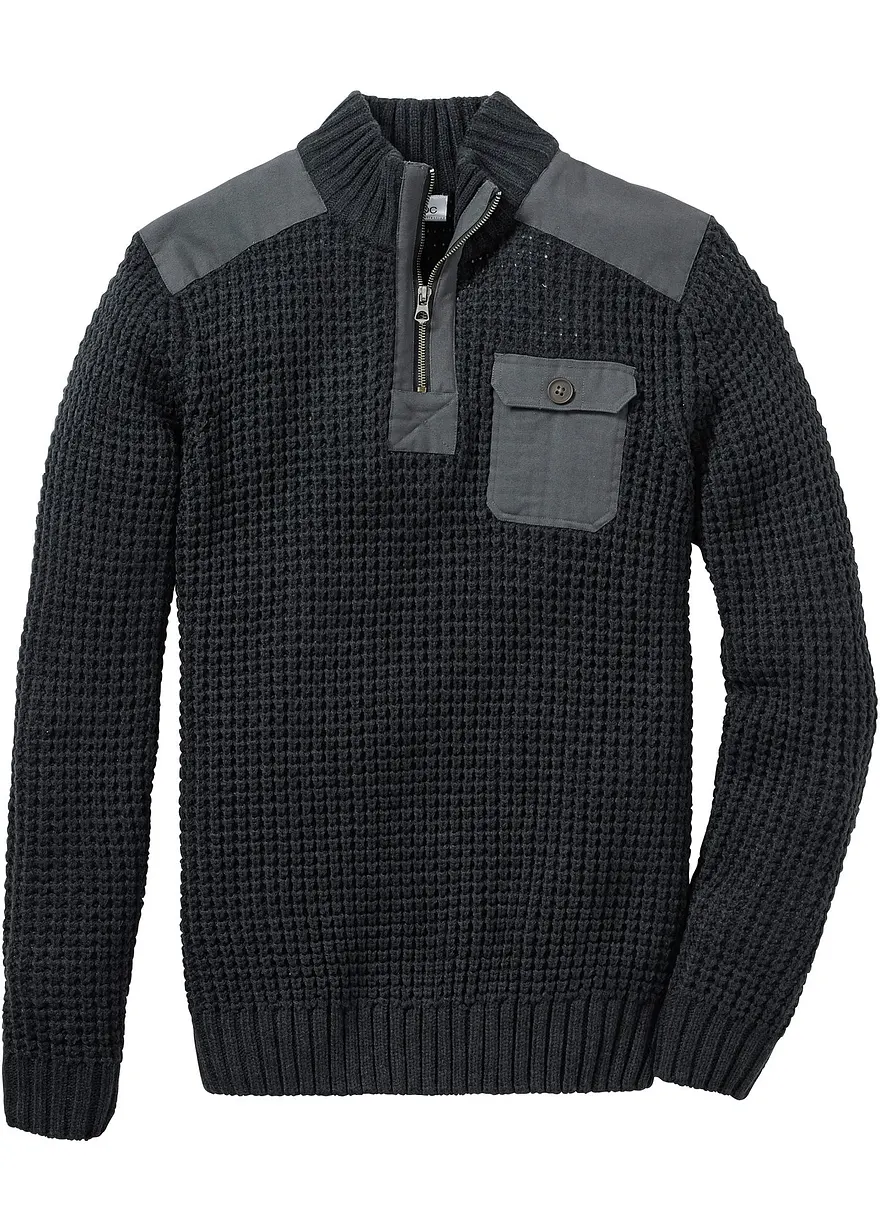 Grobstrick Troyer Pullover mit Web-Besatz