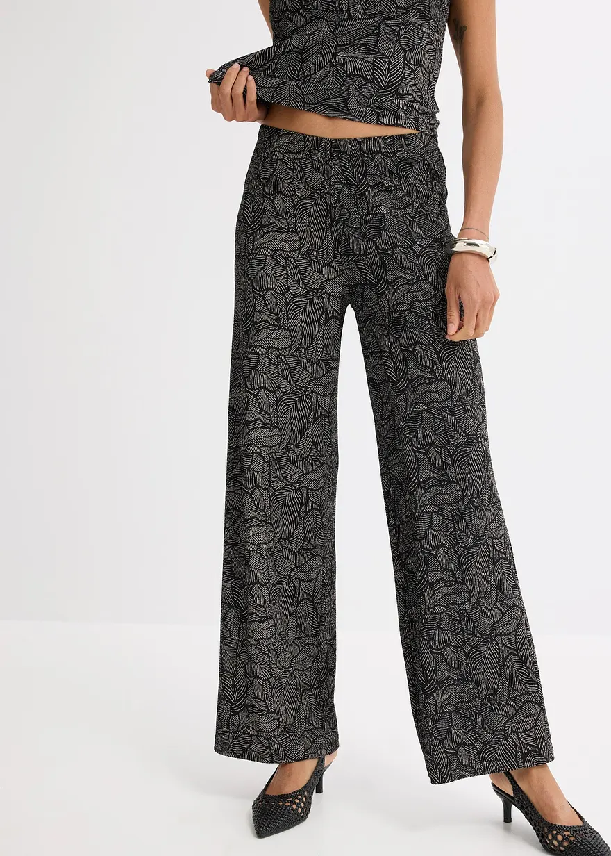 Jerseyhose aus strukturiertem Crêpe