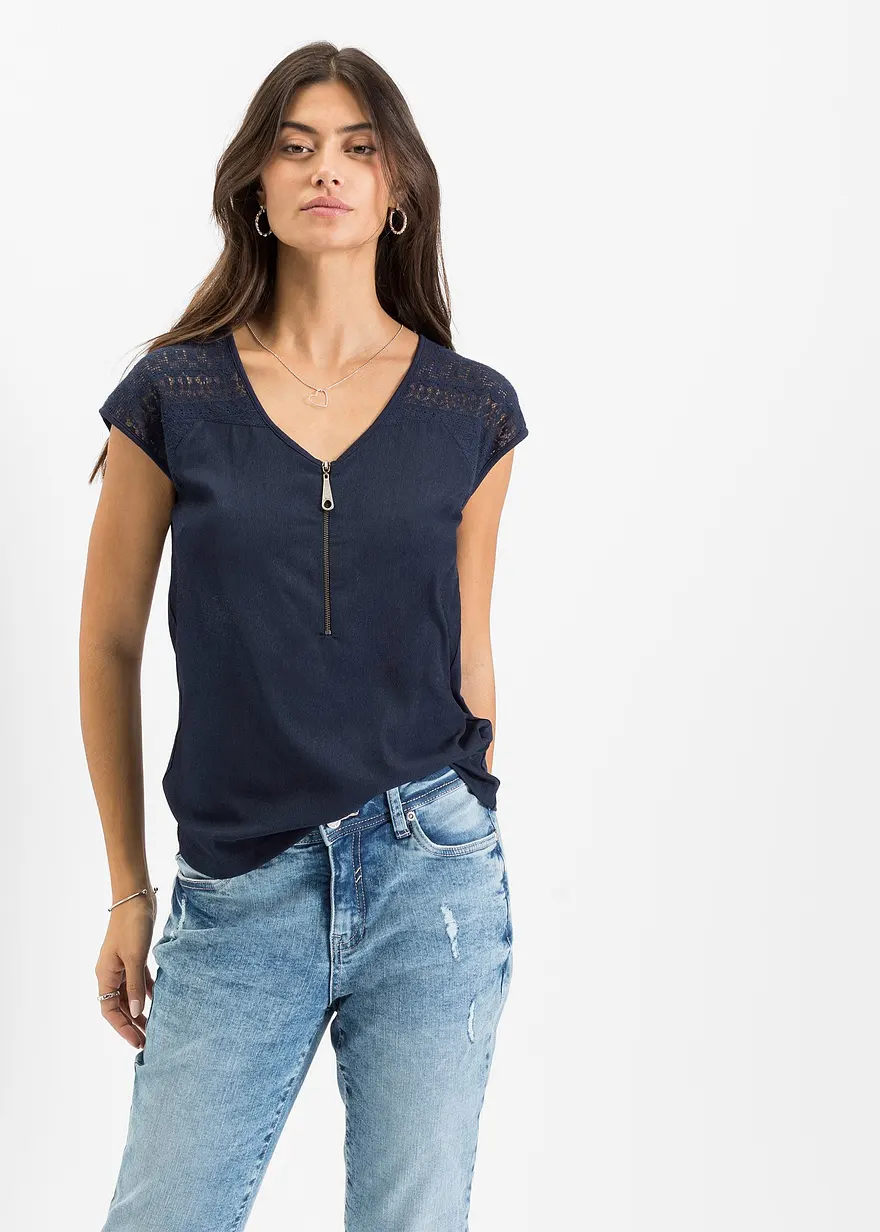 Shirt mit Spitzeneinsatz
