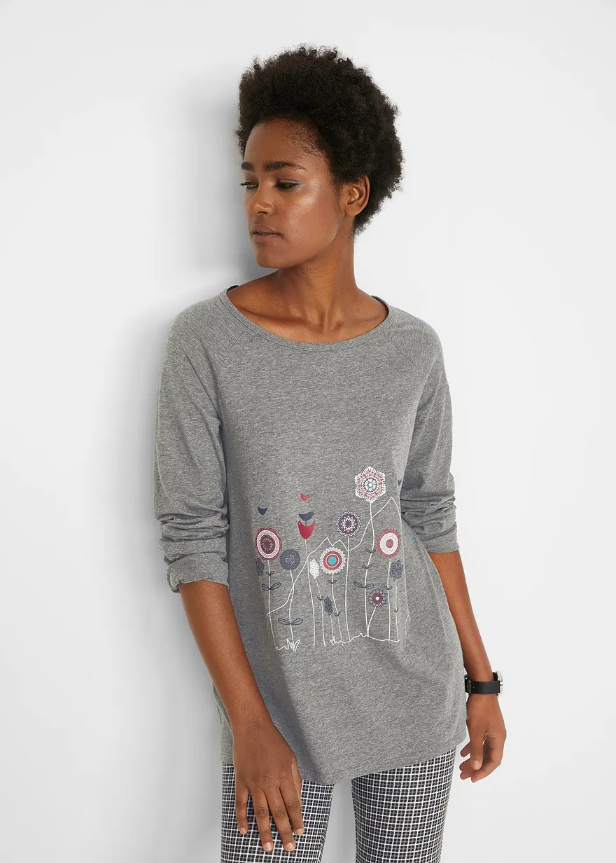 Oversize Longshirt mit Rundhalsausschnitt