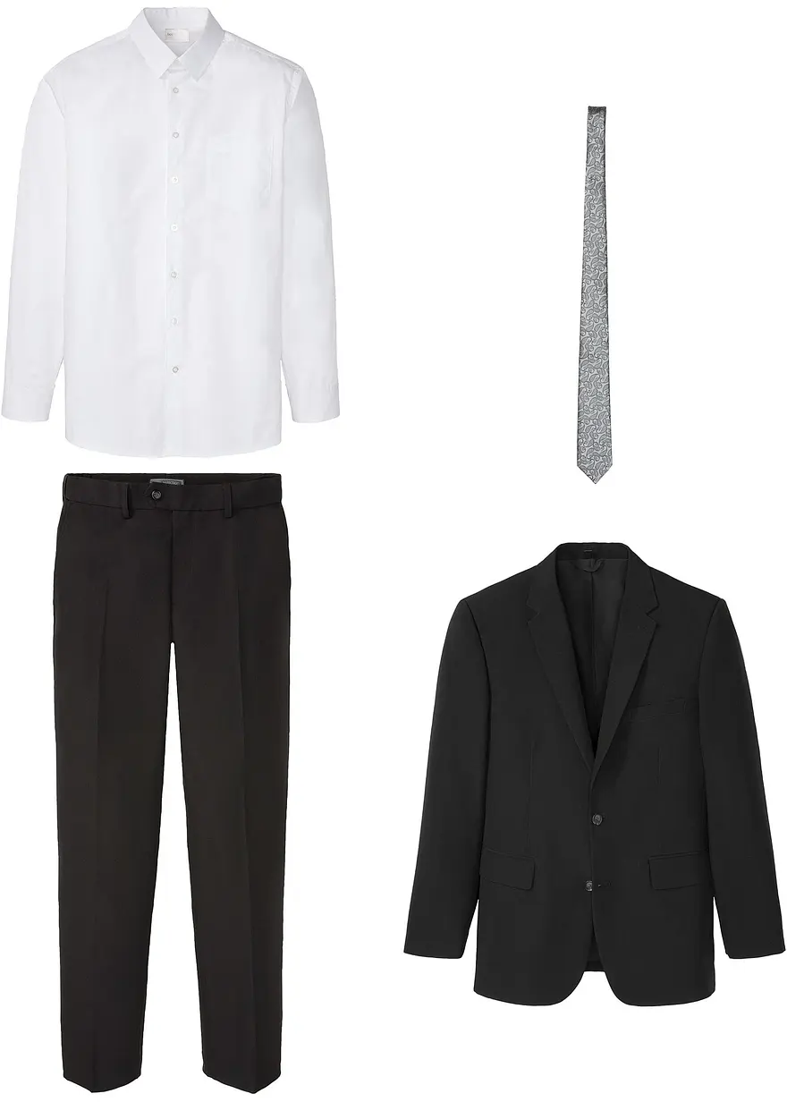 Anzug mit Hemd und Krawatte (4-tlg.Set), Regular Fit