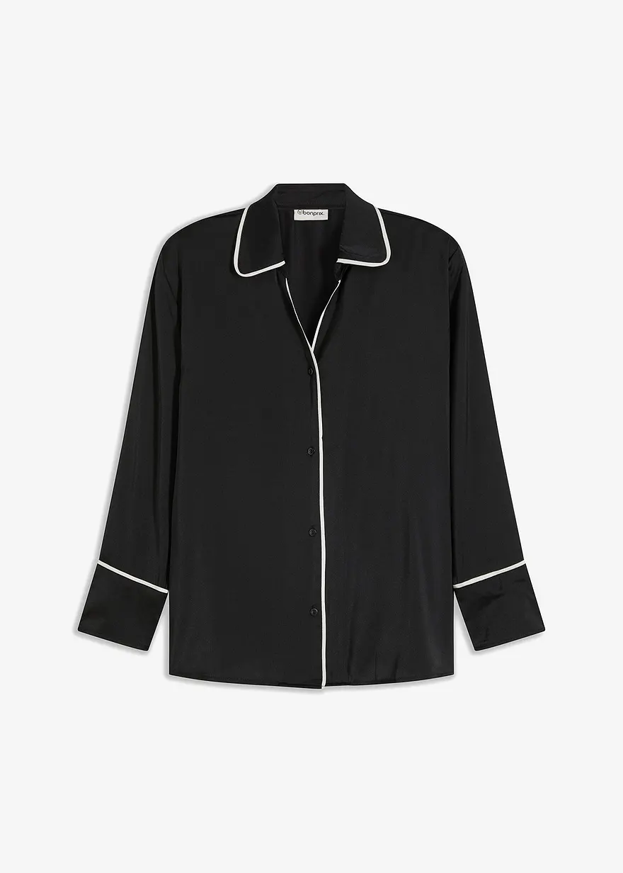 Bluse mit Kontrast Piping