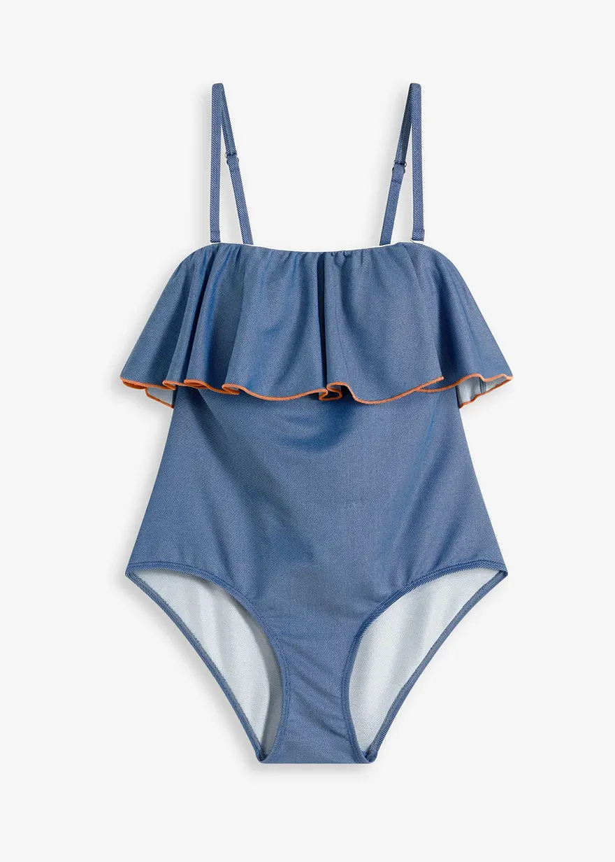 Bandeau Badeanzug in Jeansoptik