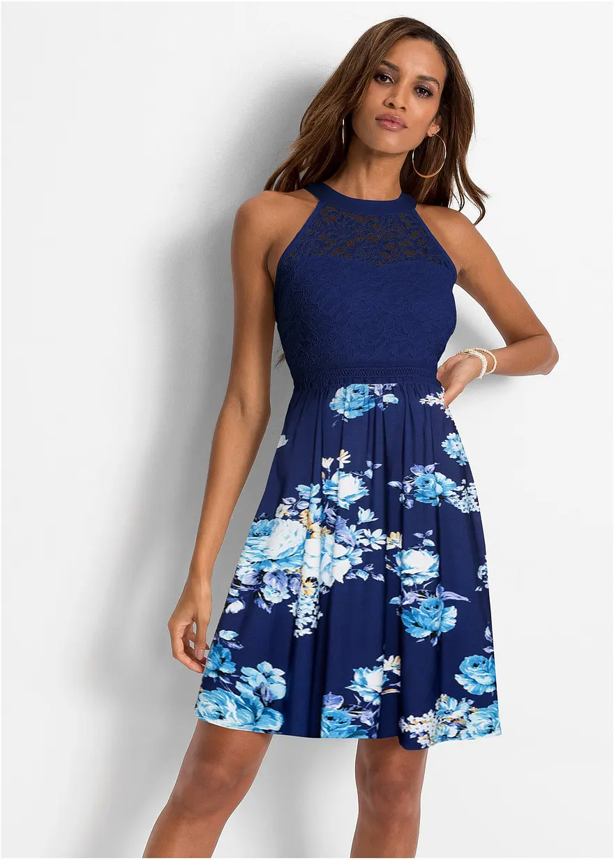 Jerseykleid mit Spitze