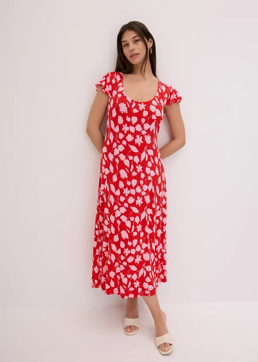 bedrucktes Jerseykleid aus softem Viskose-Mix