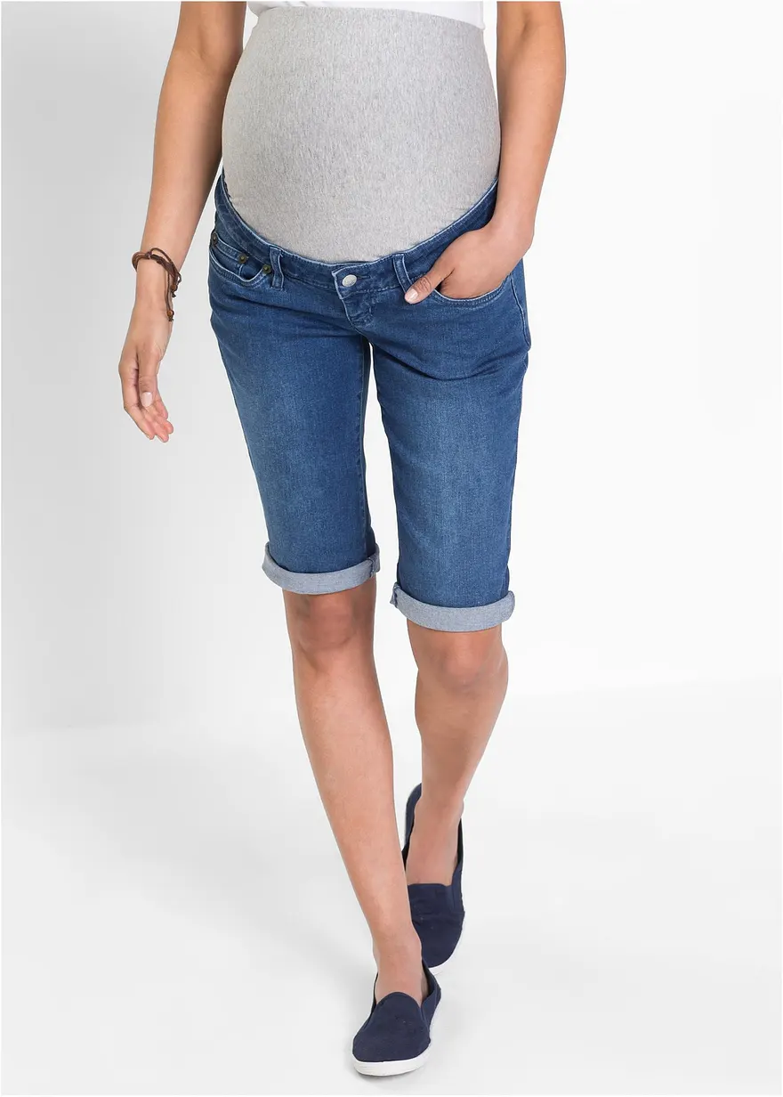 Umstandsjeans-Bermuda im Slim Fit