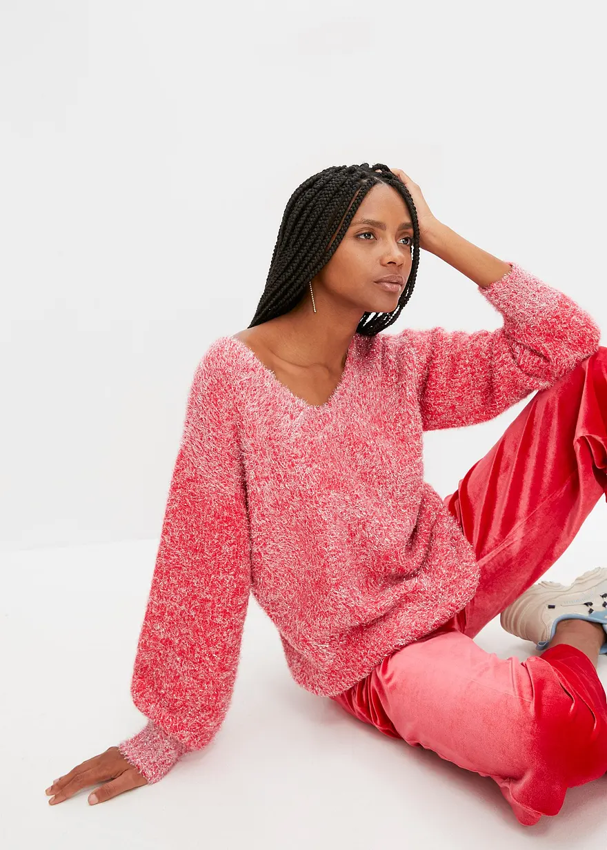 Oversized Longpullover mit Lurex
