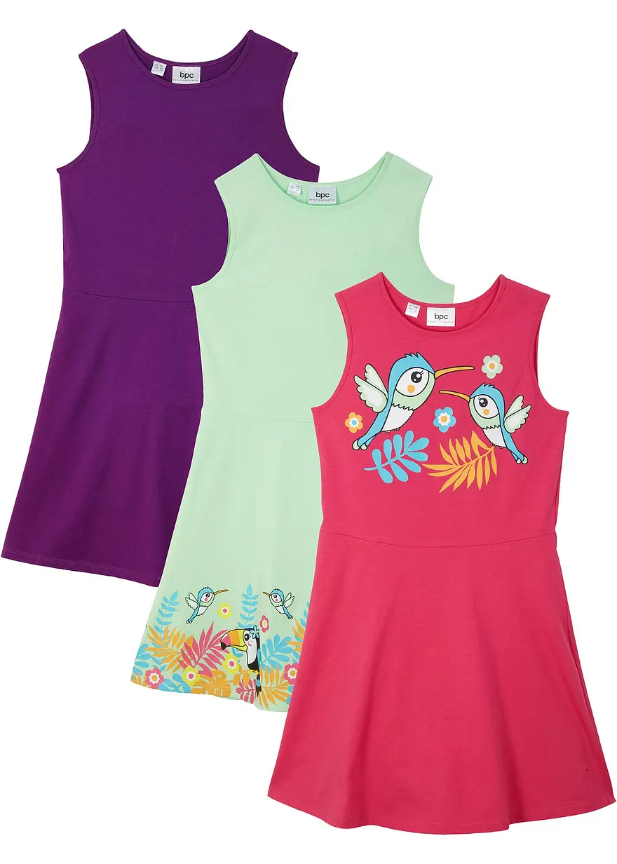 Jerseykleid aus reiner Bio-Baumwolle (3er Pack)