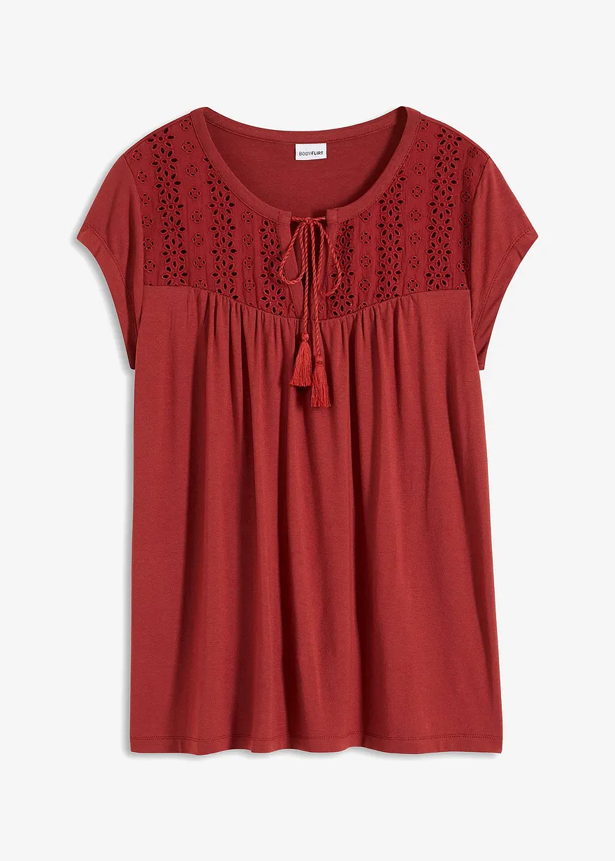 Shirt mit Lochstickerei