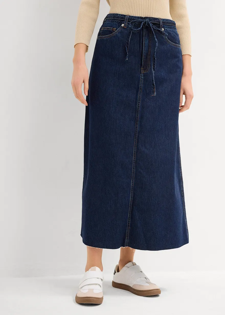 Jeansrock Mid Waist Midilänge, Super Soft