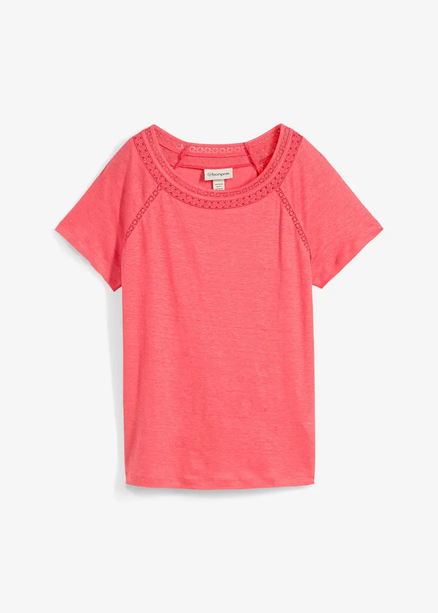 Shirt aus reinem Leinen mit Spitze