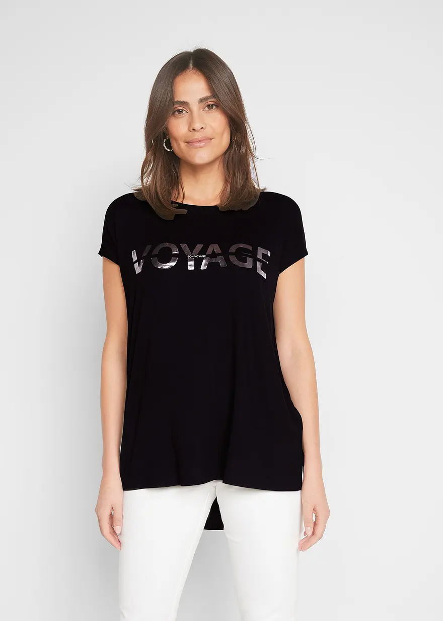 Longshirt mit Metallic Druck
