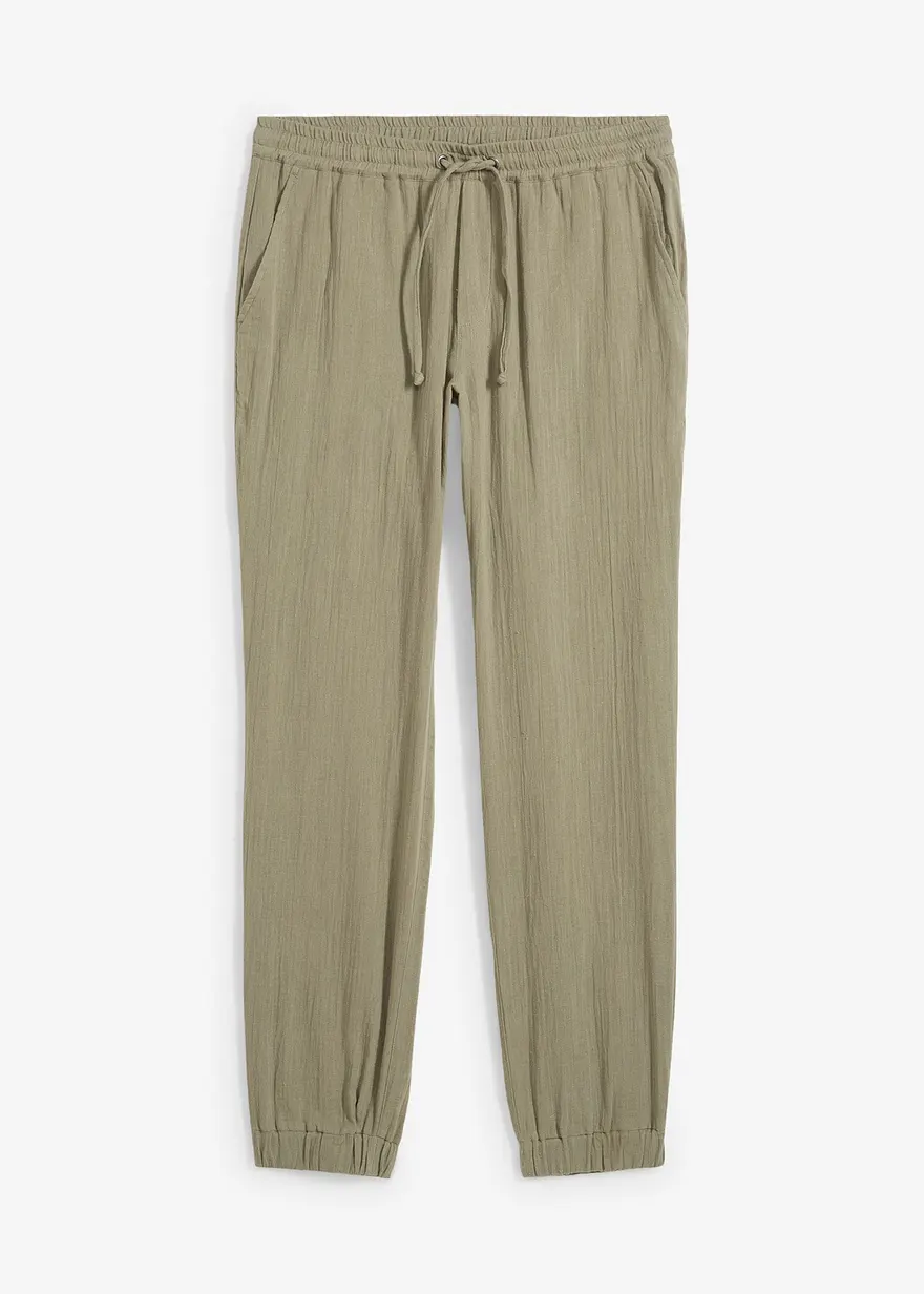 Regular Fit Musselin Schlupfhose, Tapered