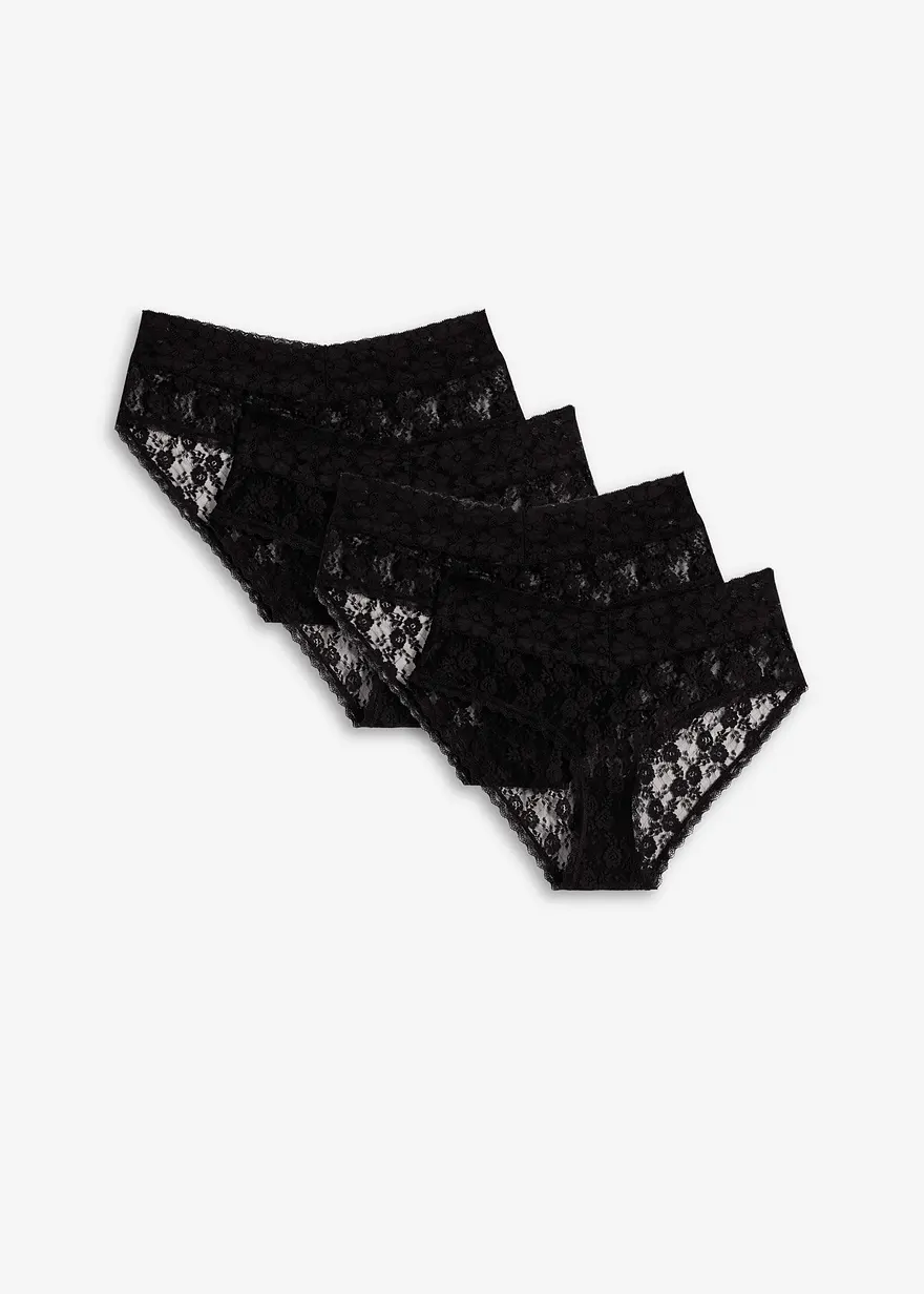 Panty (4er Pack) aus Spitze mit Raffung