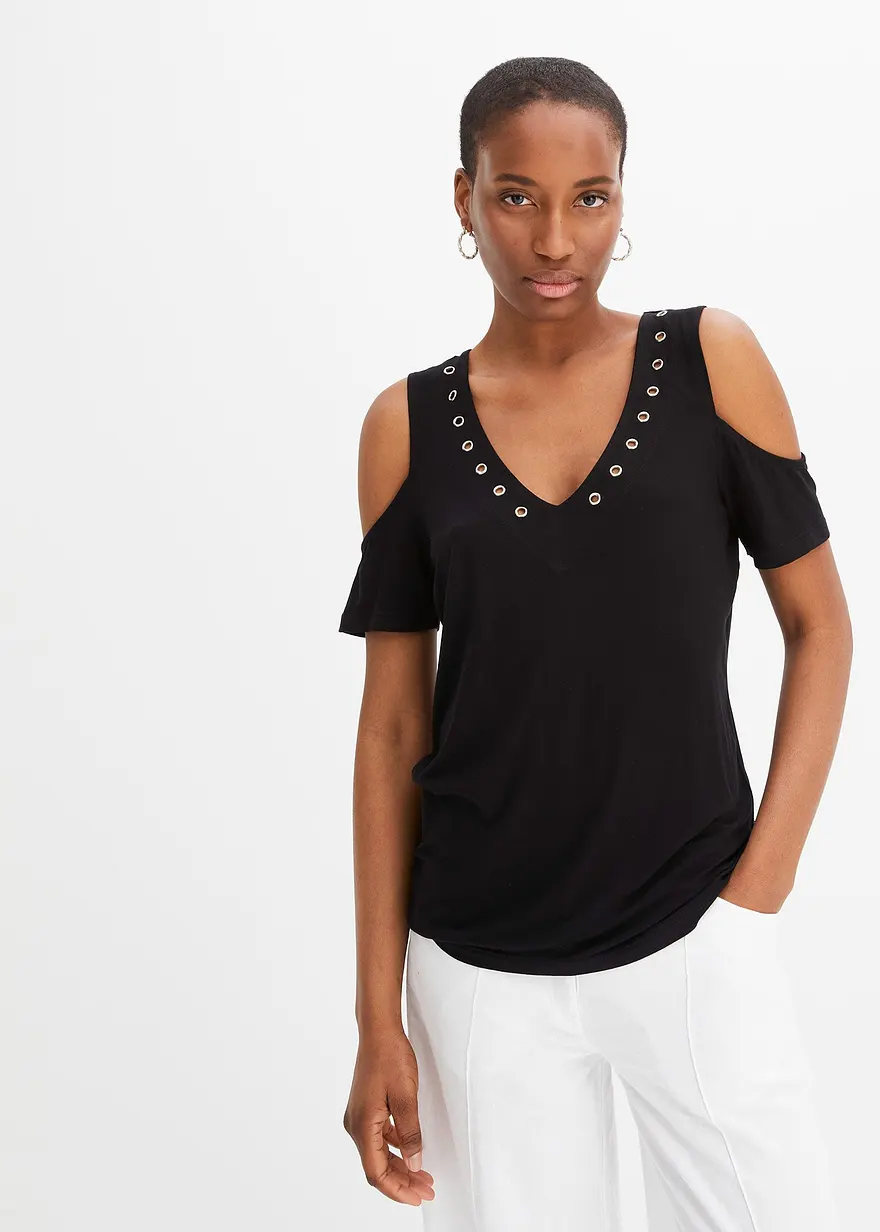 Cold-Shoulder Shirt mit Ösen