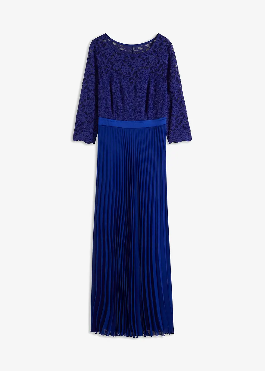 Chiffonkleid mit Spitze und Plissee-Rock