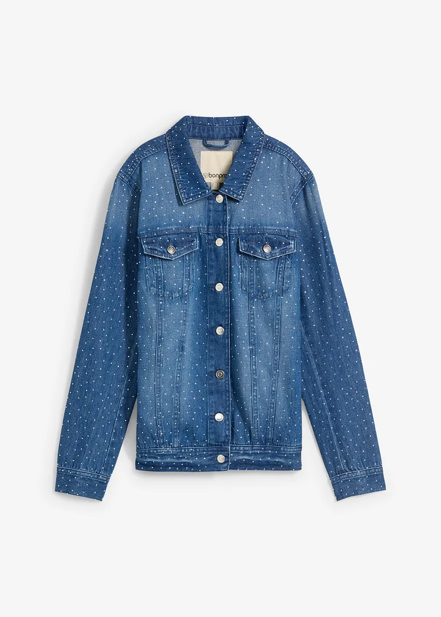 Jeansjacke mit Strasssteinen