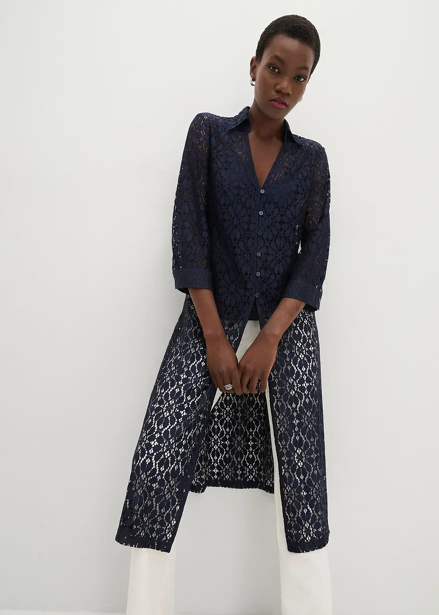 Spitzen- Longbluse mit Top (2-tlg. Set)