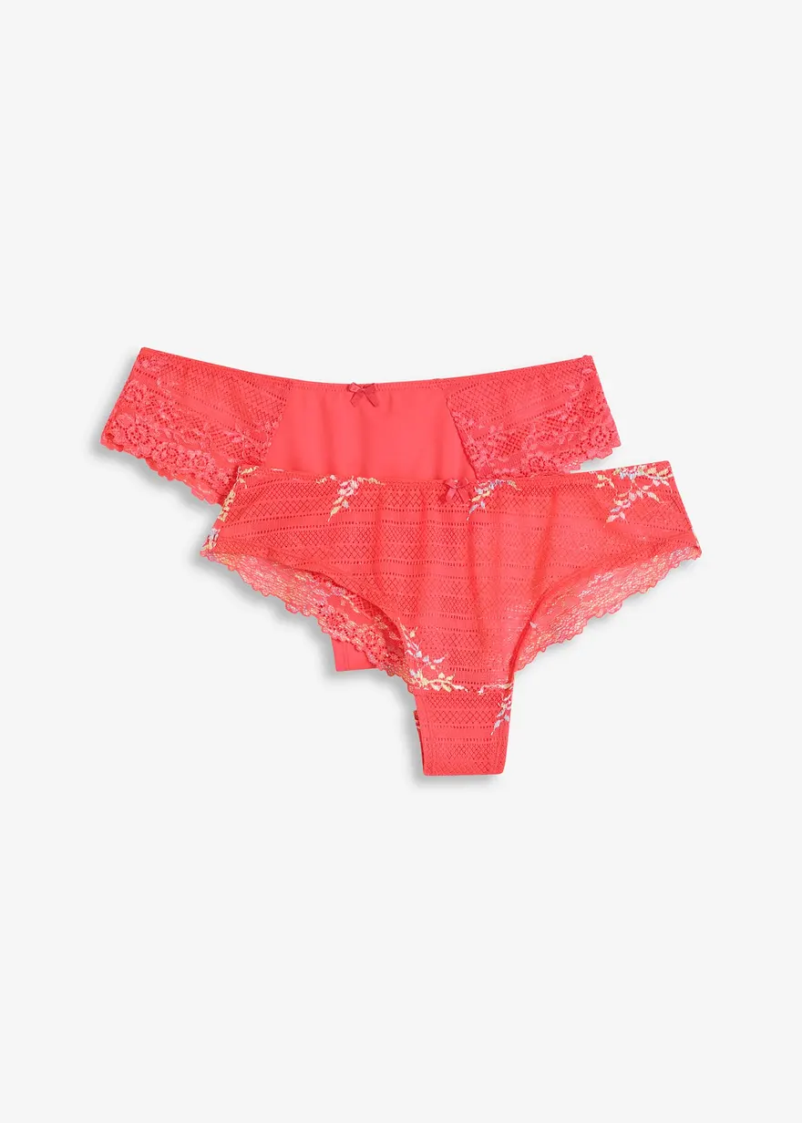 (2er Pack) Brazilslip mit mehrfarbiger Spitze