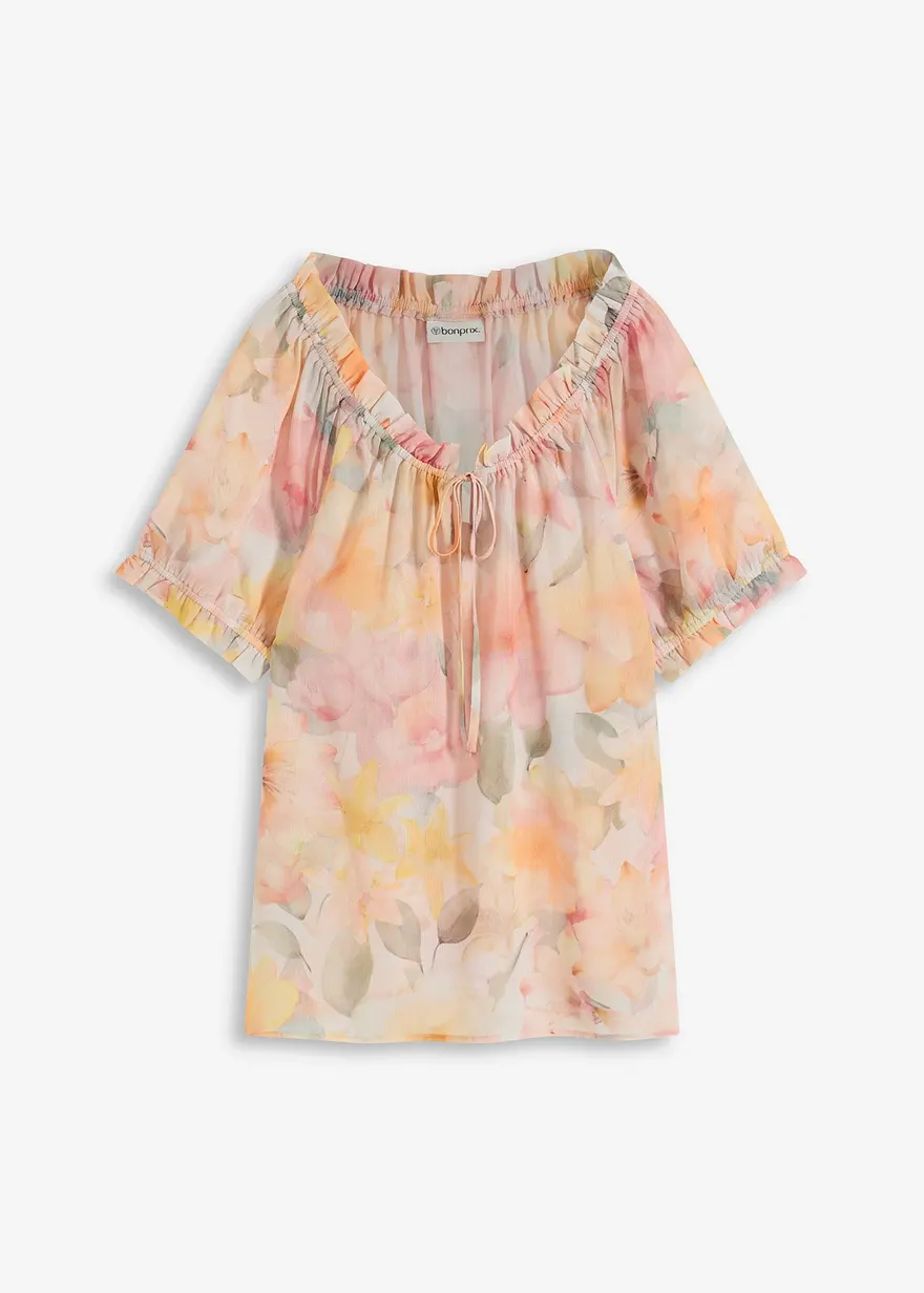 Chiffonbluse mit weitem Ausschnitt
