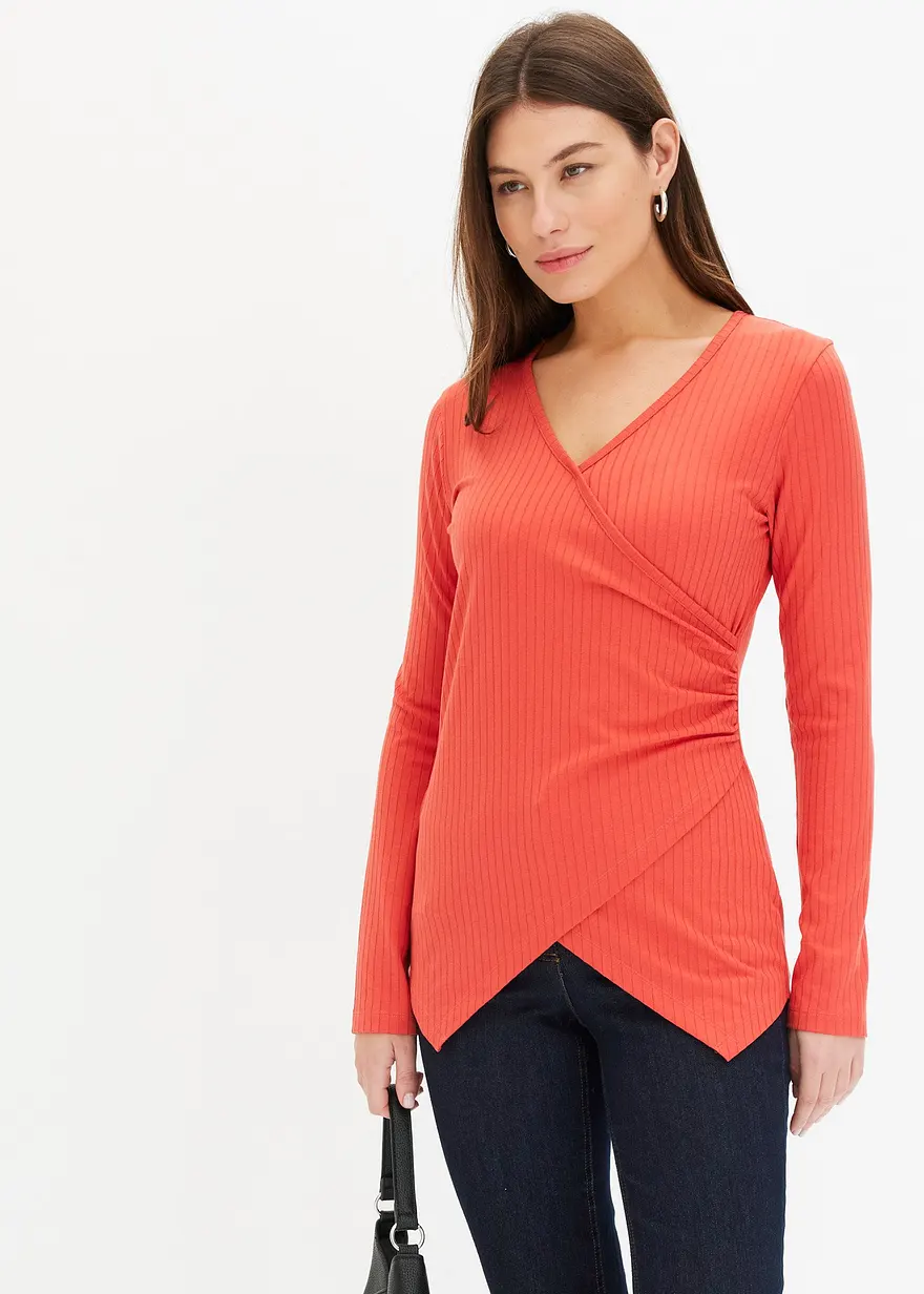 Rippshirt in Wickeloptik