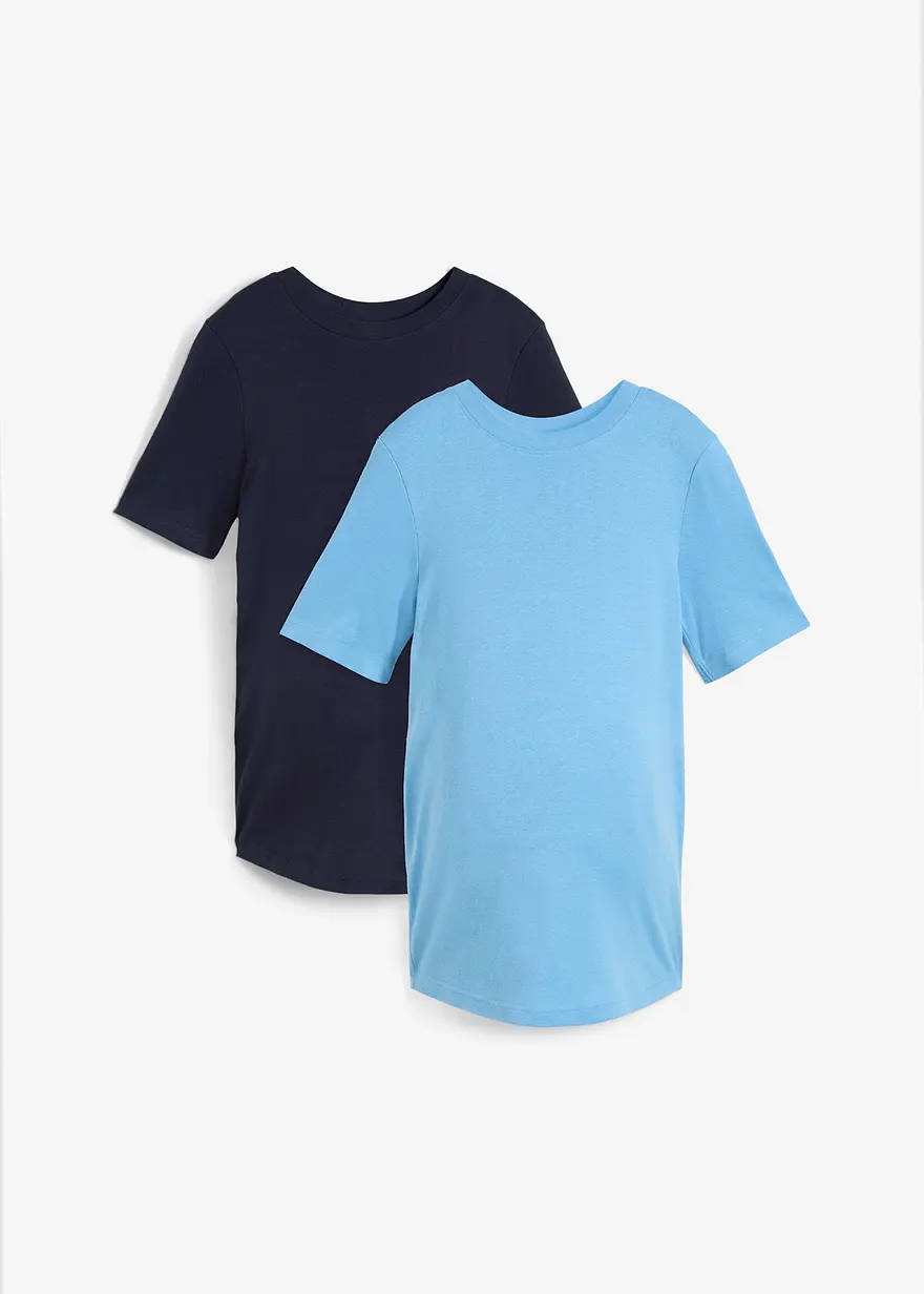 Gerippte Umstandsshirts aus reiner Bio-Baumwolle (2er Pack)