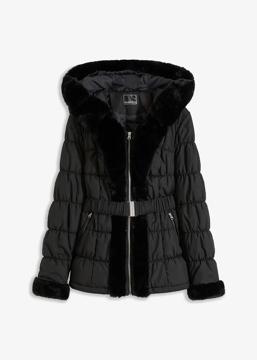 Steppjacke mit Fellimitat