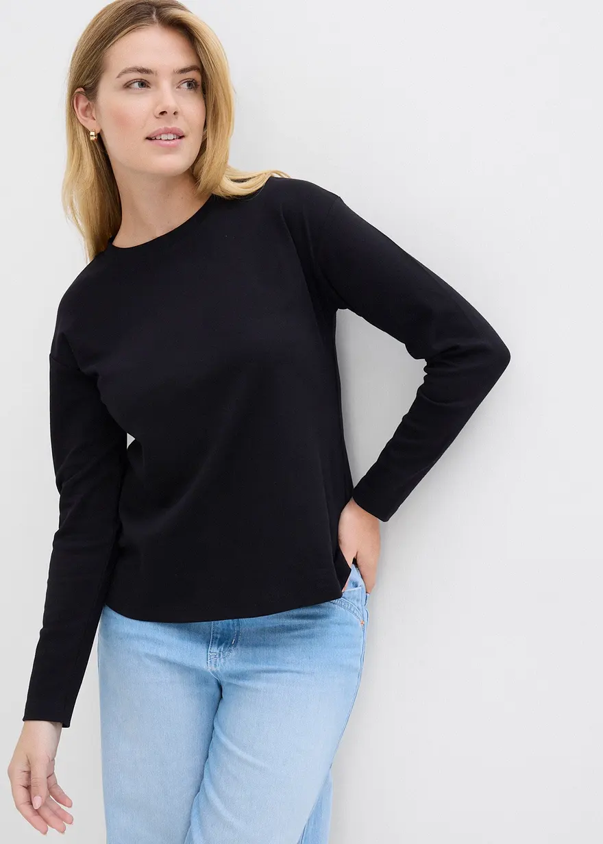 Langarmshirt aus reiner schwerer Bio-Baumwolle