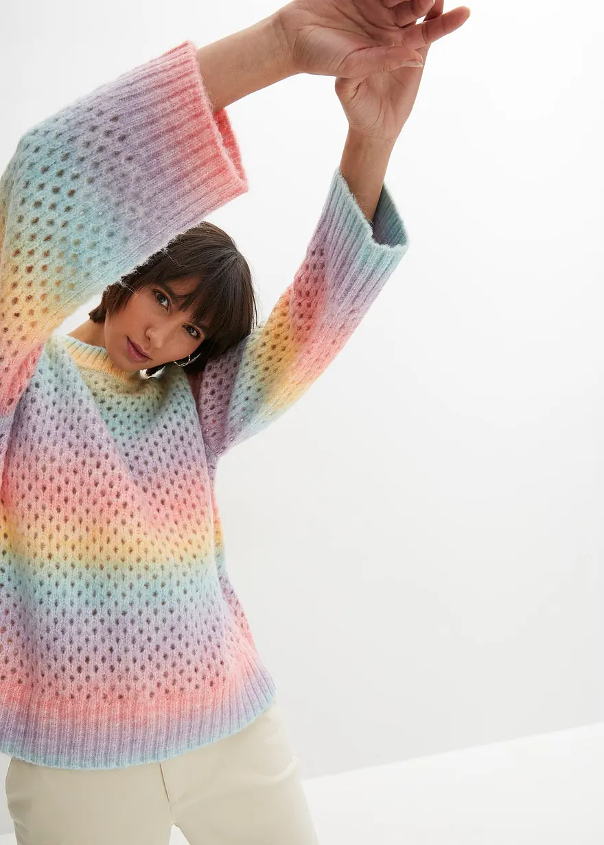 Ajour-Pullover mit Farbverlauf