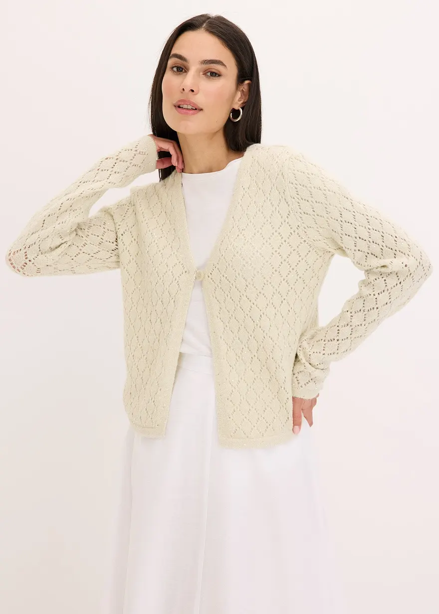Kurze Strickjacke mit Pailletten