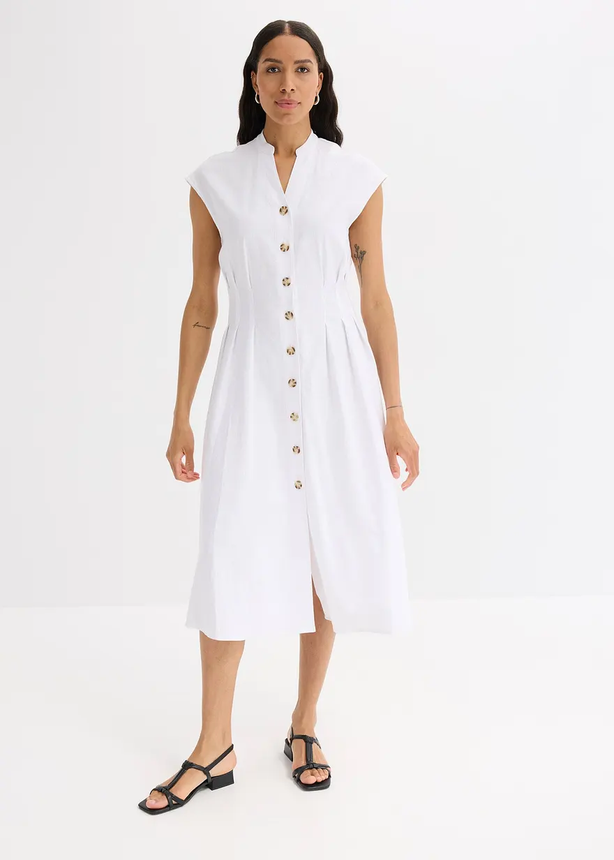 Midikleid aus leichtem Leinen-Mix