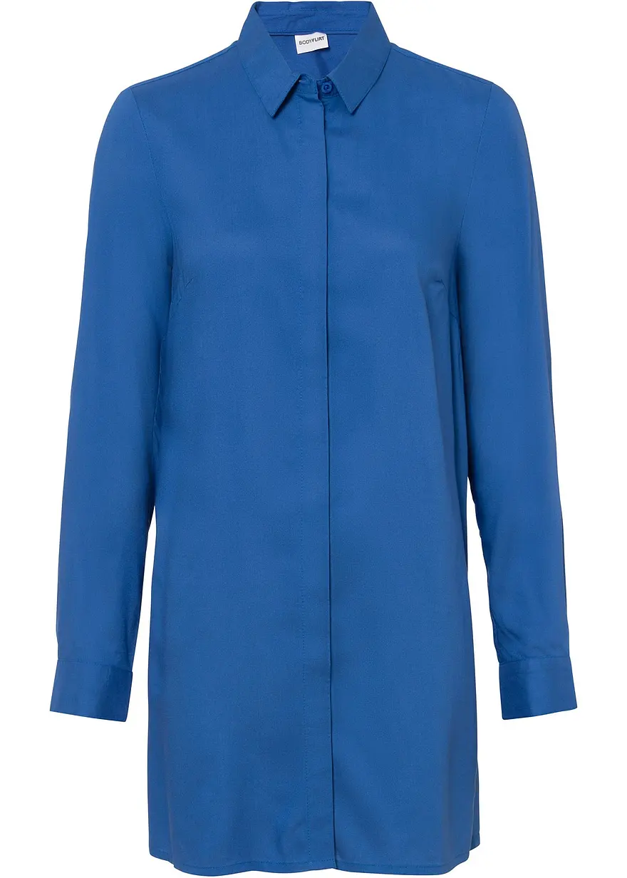 Longbluse mit Schlitz aus fließender Viskose