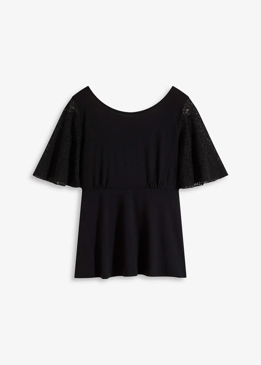 Shirt mit Spitzenärmeln