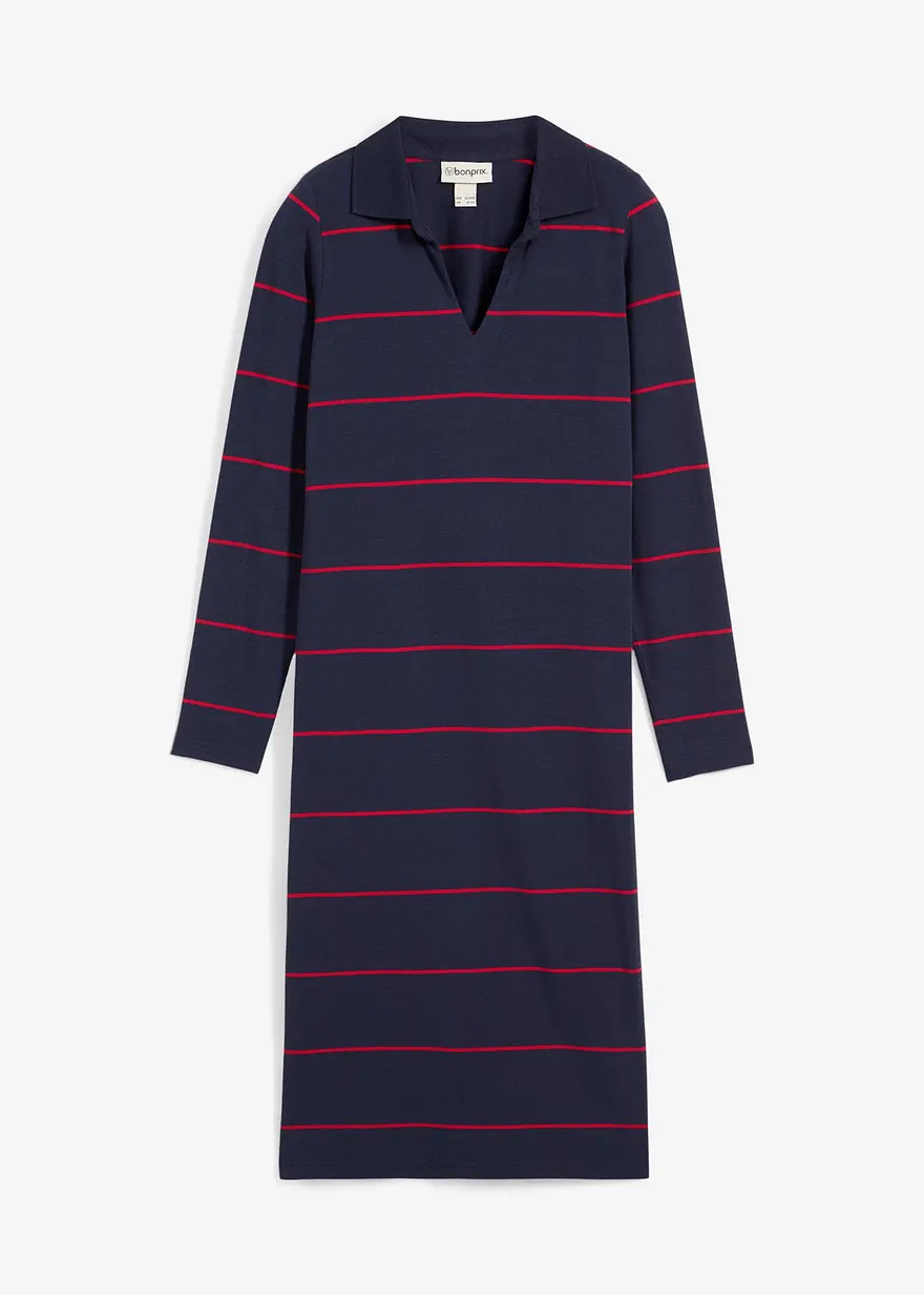 Jerseykleid mit Polokragen mit Bio-Baumwolle
