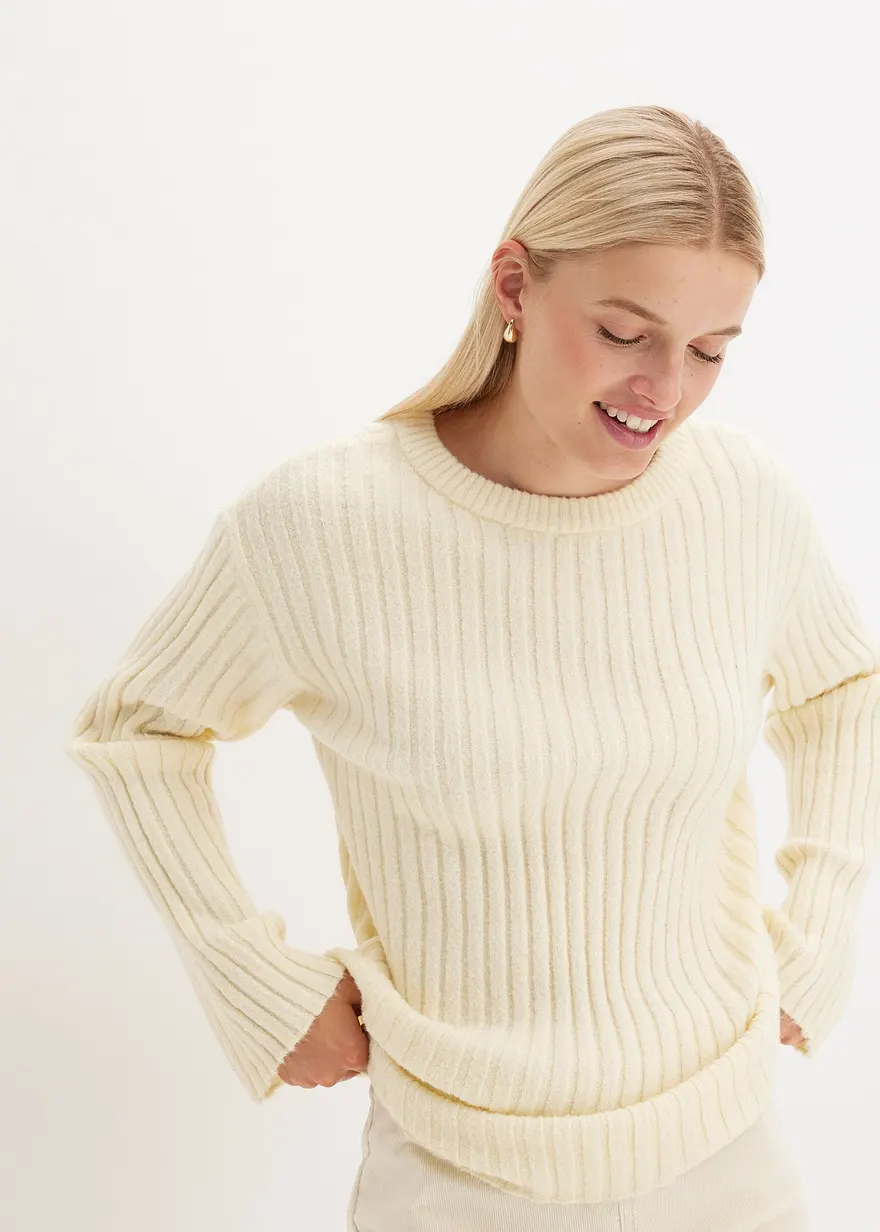 Gerippter Oversize-Pullover