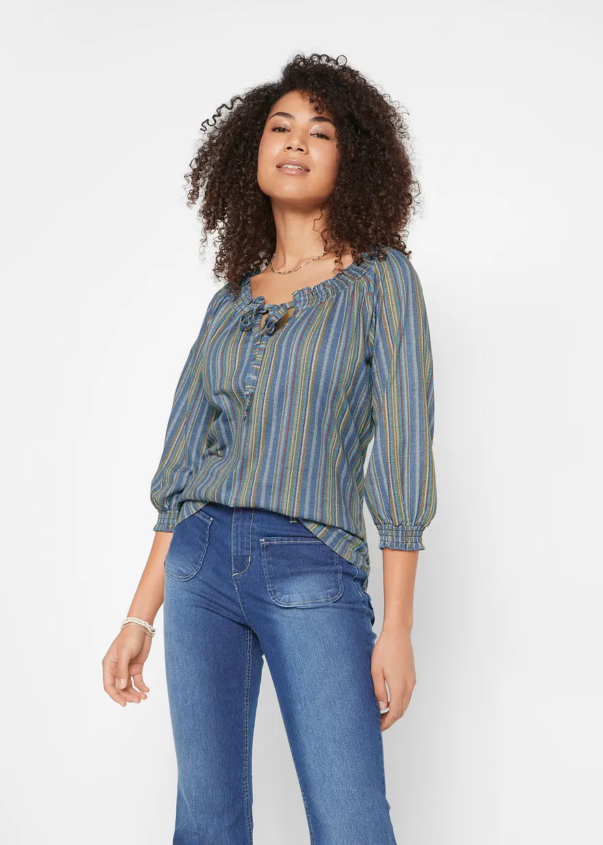Shirt-Tunika 3/4-Arm, gestreift