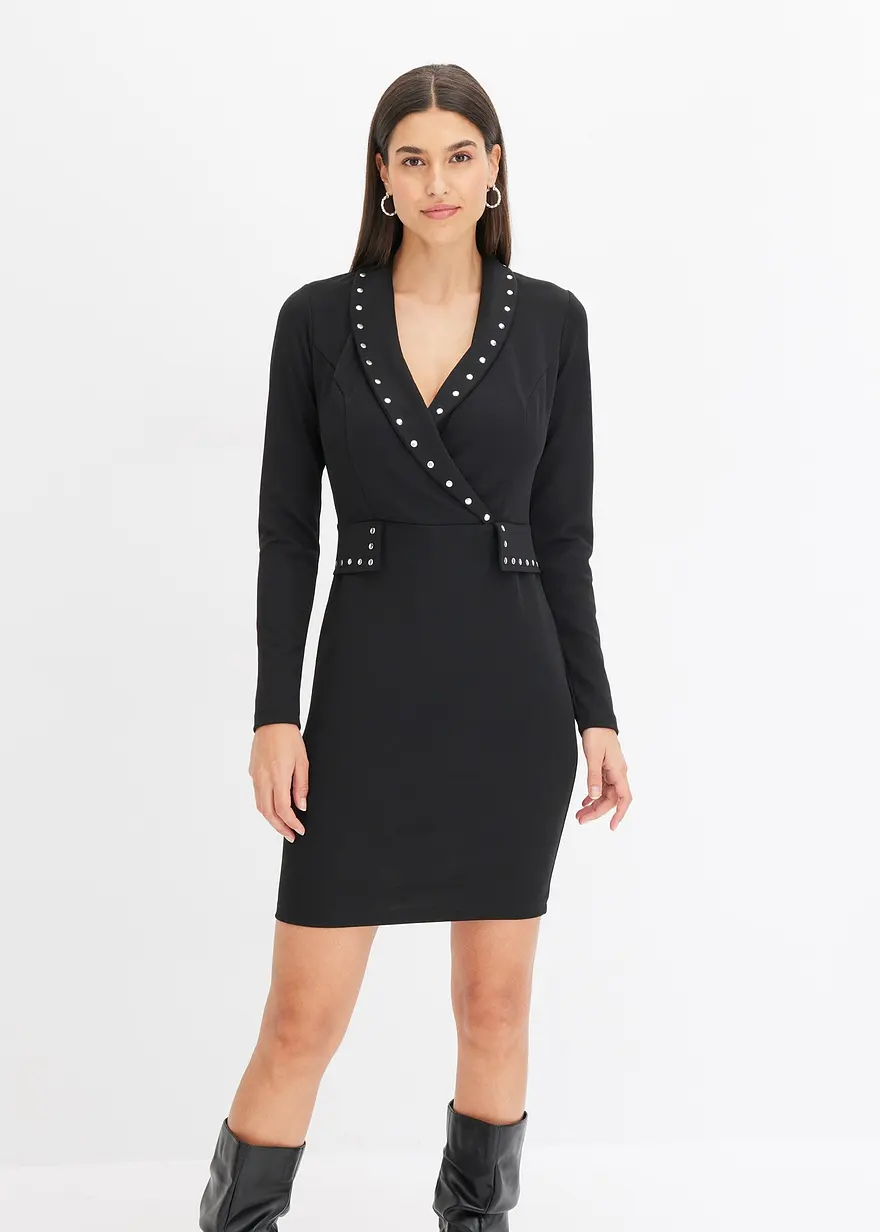 Minikleid in Business-Optik mit Nieten-Verzierungen