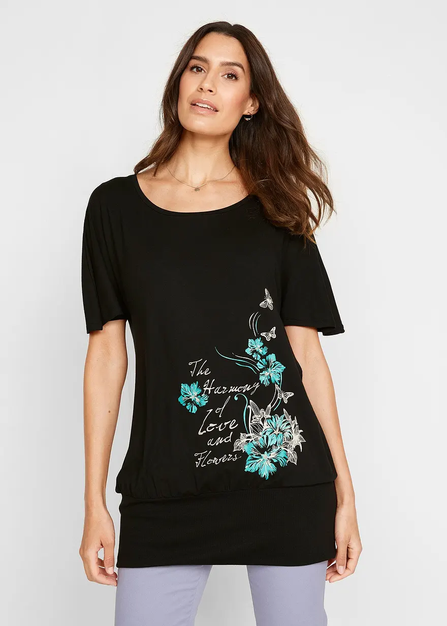 Shirt mit U-Boot Ausschnitt, Halbarm