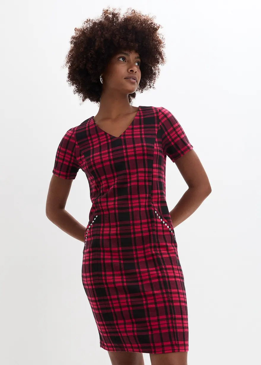 Jaquardkleid mit dekorativen Nieten