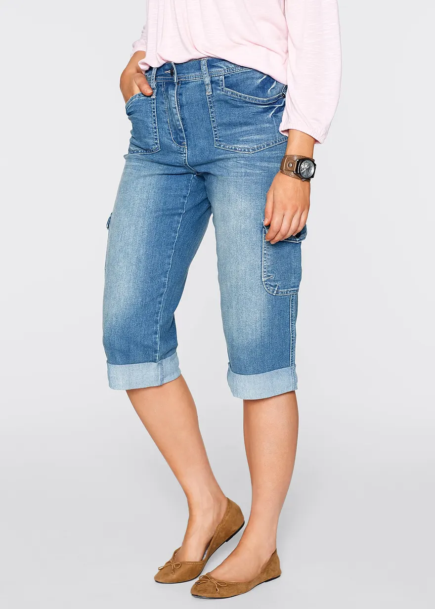 Cargo Jeans, Mid Waist, Stretch
