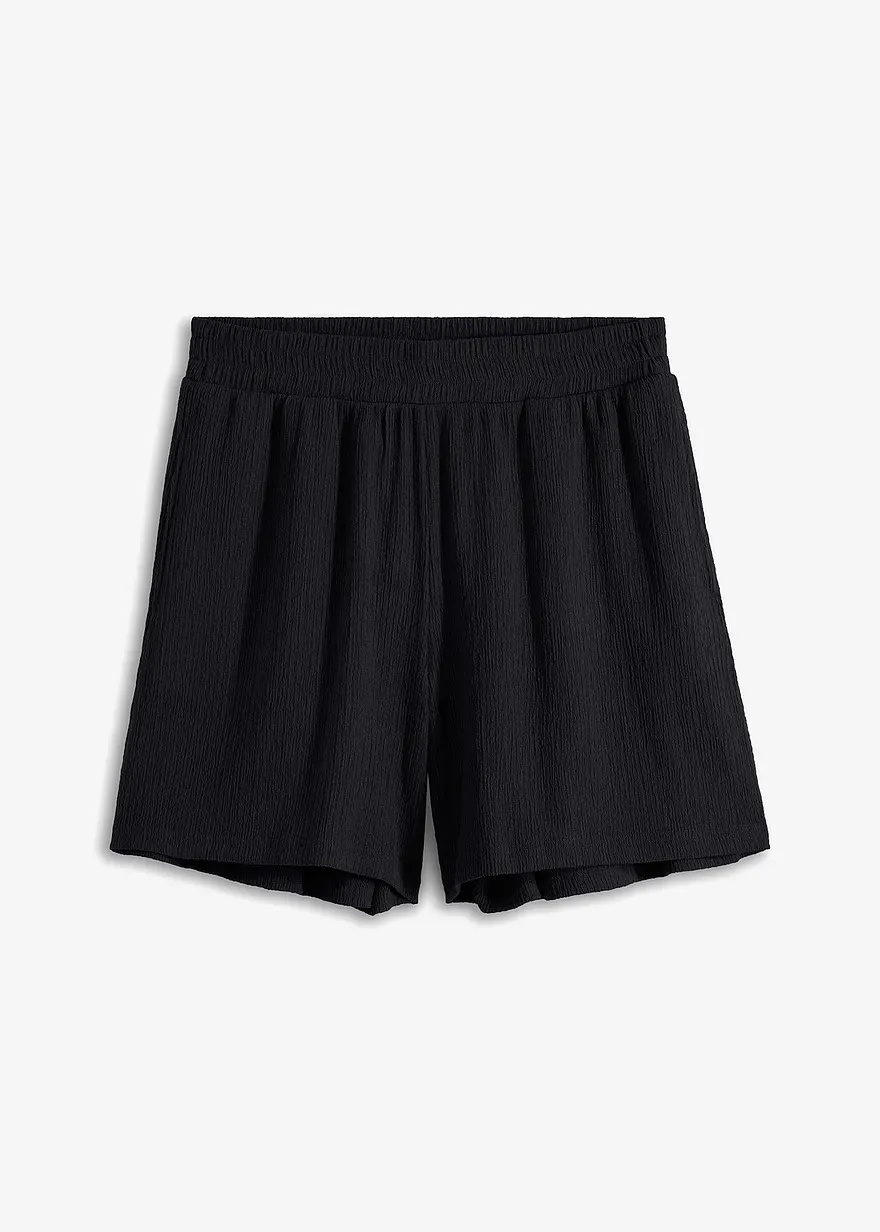 Schlupf-Shorts mit hohem Bund aus Strukturjersey