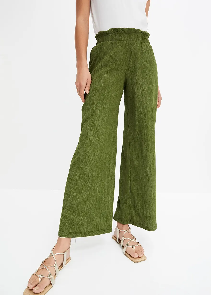 Jerseycrepe-Hose mit hohem Bund