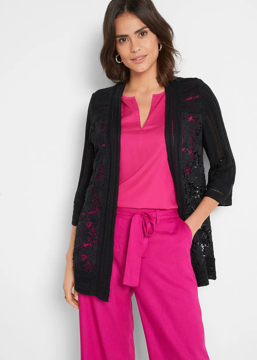 Strickjacke mit Spitze
