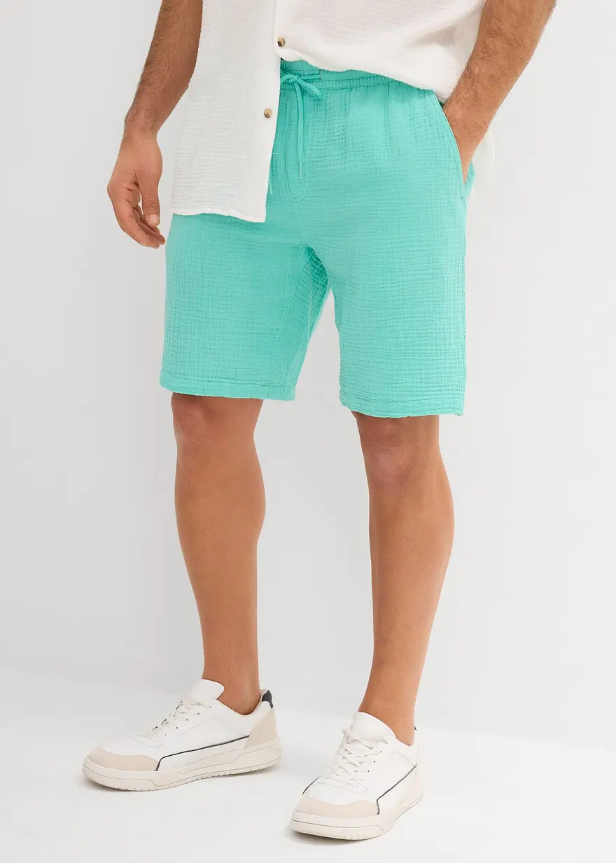Musselin-Shorts aus reiner Baumwolle, Regular Fit