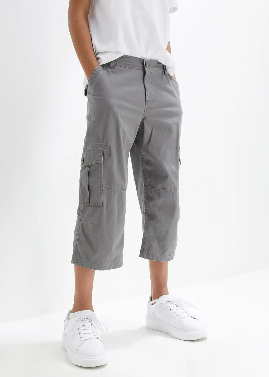 Loose Fit 3/4 Cargohose aus reiner Baumwolle