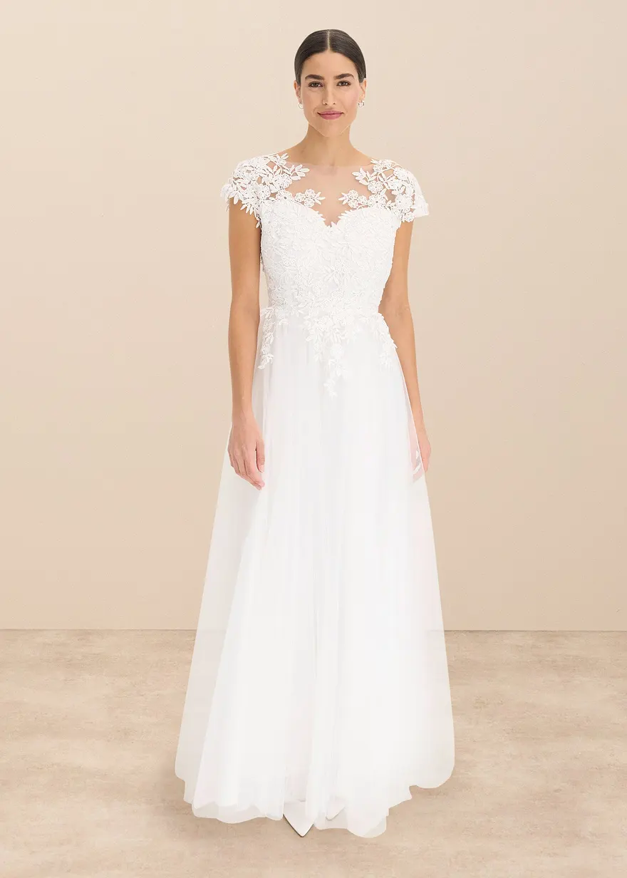 Brautkleid aus zartem Tüll mit Spitze