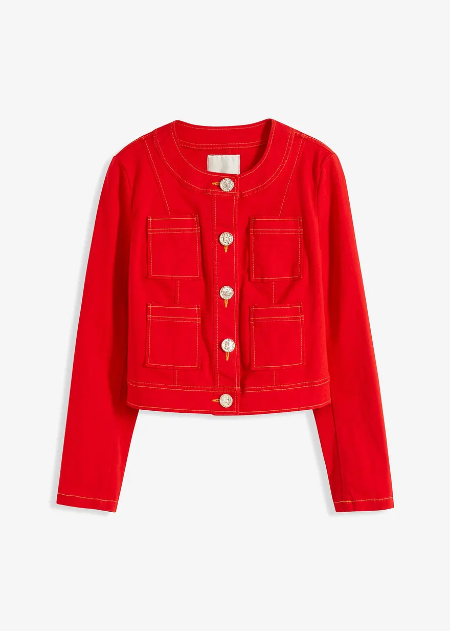 Twilljacke mit dekorativen Knöpfen
